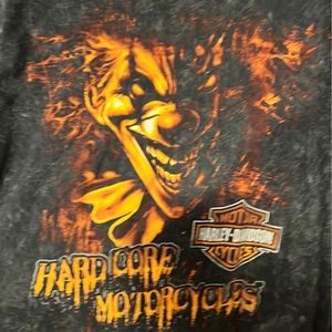 Harley-Davidson shirt grey black in color
 Hardcore Motorcycles Terror Clown